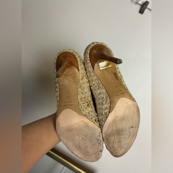 GUNMETAL Made in Italy  Brown and Tan Stiletto High Heels Fabric-Leather 41 - Picture 9 of 13